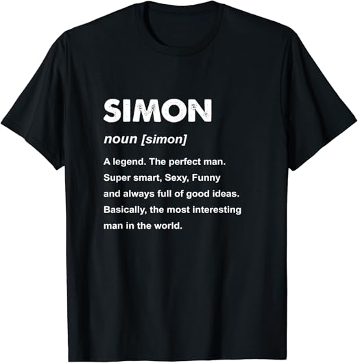 Mens Simon Name TShirt Amazon.co.uk Fashion